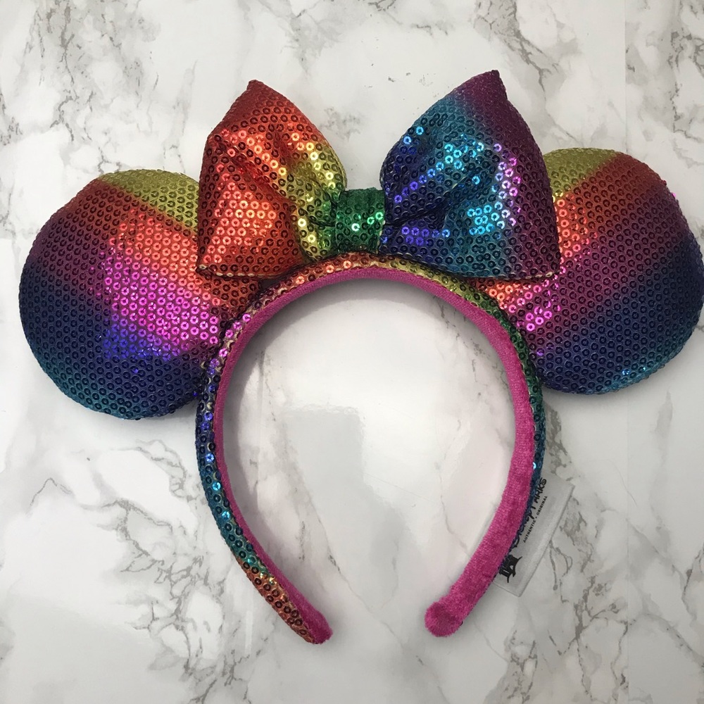 Disney Parks Rainbow Sequin Minnie Ears